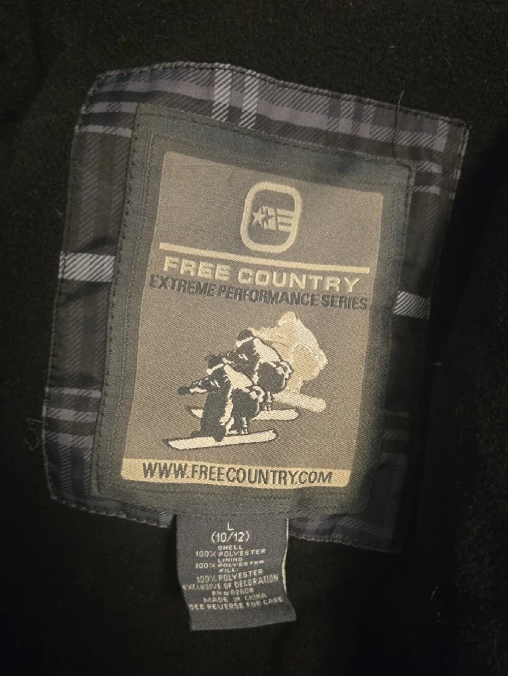 Free Country Black & Gray Plaid Insulated Hooded Puffer Jacket